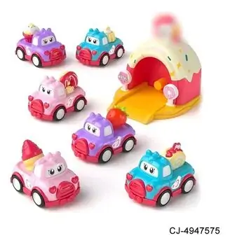 pull back car set with platform (6 pcs)-უკან დასაწევი მანქანების ნაკრები პლატფორმით (6 ცალი)