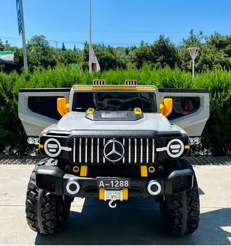 Mercedes Jeep Electric Car Grey - ელექტრო მანქანა კაუჩუკის საბურავებით, 4 image