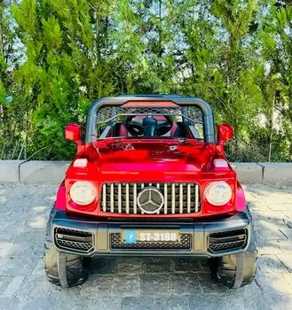 Mercedes Jeep Red  - ელექტრო მანქანა ტყავის სავარძლით, 3 image