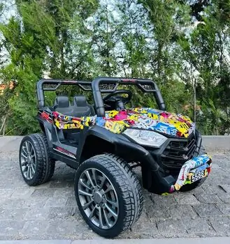 Electric Car Painting Yellow - ელექტრო მანქანა კაუჩუკის საბურავებით, 2 image
