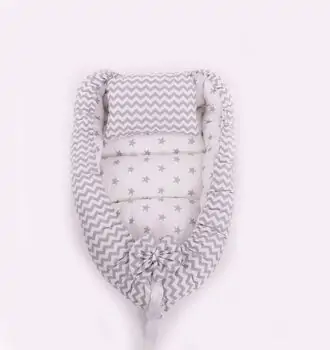 Bebeconfor BABY NEST WITH GREY ZIG ZAG ახალშობილის ბუდე