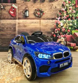 BMW X7 Jeep Blue  - ელექტრო მანქანა კაუჩუკის საბურავებით და ტყავის სავარძლით