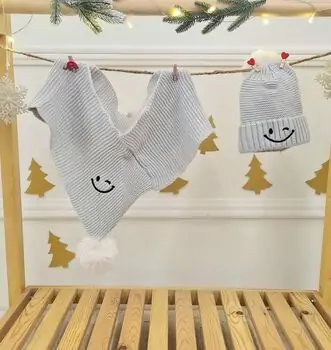 Smile Hat and Scarf Set Mint - ახალშობილის ქუდი და კაშნე