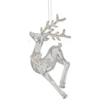 Transparent Deer With Silver Glitter Hanging Decoration - ნაძვის ხის სათამაშო
