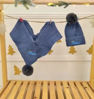 Prince Hat and Scarf Set Blue - ახალშობილის ქუდი და კაშნე