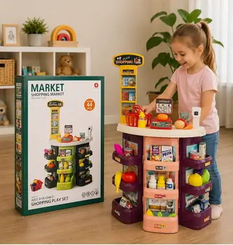 Supermarket with toy cash საბავშვო ფუნქციური დახლი-მაღაზია