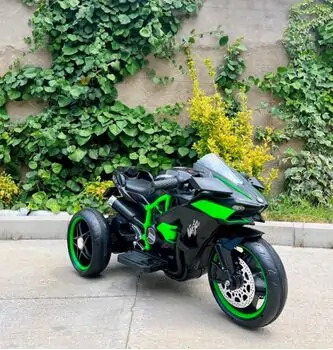 Ninja H2R Motorcycle With LED Wheels Black - ელექტრო მოტოციკლი მანათობელი საბურავებით