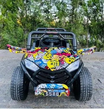 Electric Car Painting Yellow - ელექტრო მანქანა კაუჩუკის საბურავებით, 5 image