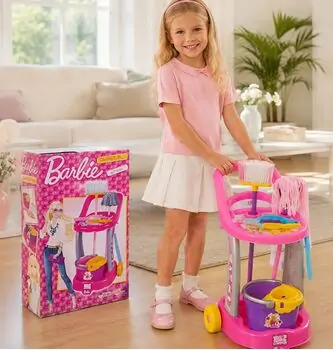 Dede 01970 BARBIE CLEANING TROLLEY სათამაშო დასუფთავების ნაკრები