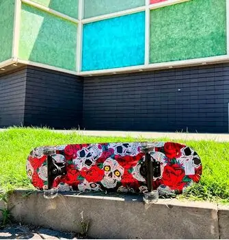 Skateboard Skull With Roses With LED Wheels  სკეიტბორდი, 2 image