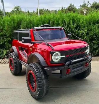 Beyond 66 Electric Car Painted Red - ელექტრო მანქანა კაუჩუკის საბურავებით, 2 image