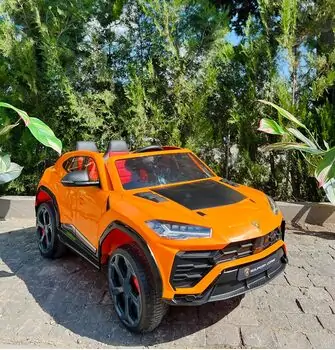 Lamborghini Electric Car Orange - ელექტრო მანქანა კაუჩკის საბურავებით და ტყავის სავარძლით, 2 image