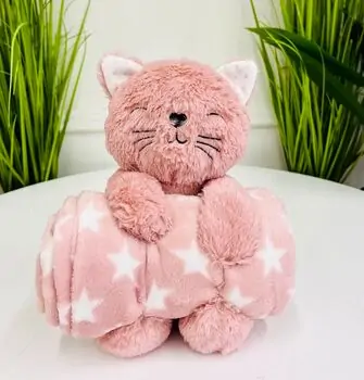 Koopman Fluffy Cat And Blanket - რბილი სათამაშო კატა და პლედი