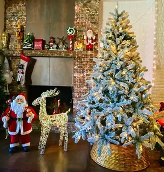 Christmas Tree With Lights 210 CM PE + PVC Snow-Covered - ნაძვის ხე, დათოვლილი, შერეული სილიკონის წიწვებით და განათებით, 2 image
