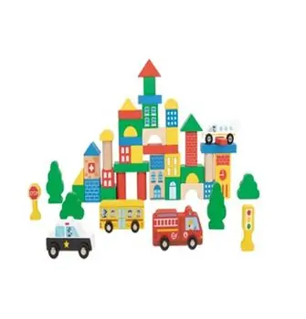 Tooky Toy Wooden City Block Set - ხის განსავითარებელი სათამაშო კუბიკები