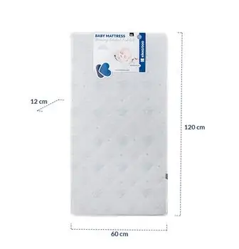 KikkaBoo Mattress Memory Comfort Cool gel Horses Blue 60х120х12cm ბამბის მატრასი გამაგრილებელი გელის ზედაპირით, 4 image