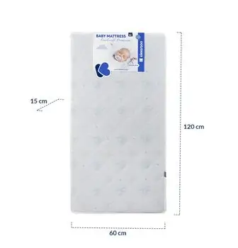 KikkaBoo Mattress CocoCraft Premium Elephants Green 60x120x15cm მატრასი ბამბის ზედაპირით და ქოქოსის შიგთავსით, 4 image
