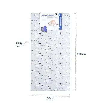 KikkaBoo Mattress Fantasia Plus 60x120x8cm Stars Grey ბამბის მატრასი, 4 image