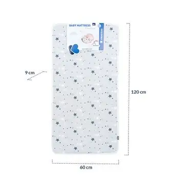 KikkaBoo Mattress Fantasia 60x120x9cm Stars Beige ბამბის მატრასი, 3 image