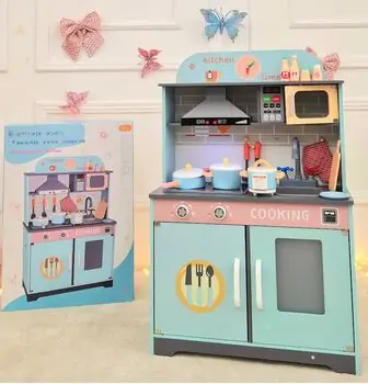 Toy Wooden Kitchen With Accessories - ხის სათამაშო სამზარეულო