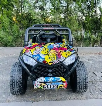 Electric Car Painting Yellow - ელექტრო მანქანა კაუჩუკის საბურავებით, 3 image