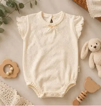 Vintage Heart Bodysuit Beige - ჩვილის ბოდე