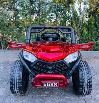 Electric Car Painting Red  - ელექტრო მანქანა კაუჩუკის საბურავებით, 4 image