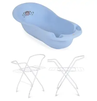 Cangaroo Bathtub Forest Bear pastel blue With Stand Aqua  ჩვილის აბაზანა სადგამით და საშრობით