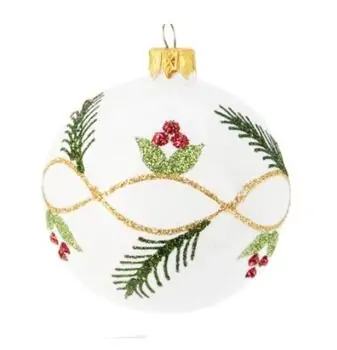 White Glittered Ball Hanging Decoration - ნაძვის ხის სათამაშო