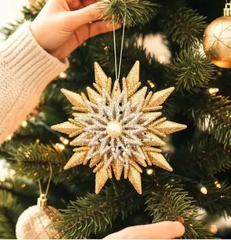 Fancy Gold And Silver Snowflake Hanging Decoration - ნაძვის ხის სათამაშო