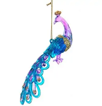 Glazed Iridescent Purple & Teal Peacock Hanging Decoration - ნაძვის ხის სათამაშო
