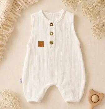 Ivory Linen Romper - ჩვილის რომპერი