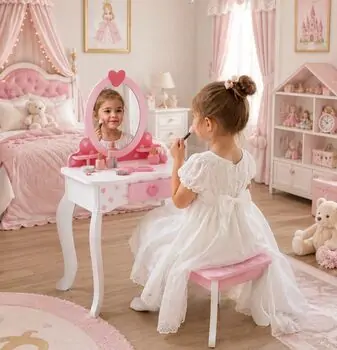 Heart Wooden Dresser Set  - ხის საბავშვო ტრილიაჟი