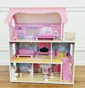 WOODEN SUPER PLAYHOUSE ხის სათამაშო თოჯინის სამ სართულიანი სახლი TX1055