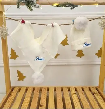 Prince Hat and Scarf Set White - ახალშობილის ქუდი და კაშნე