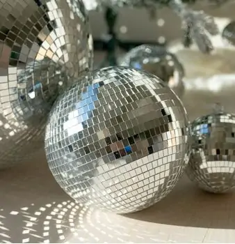 Large Silver Disco Christmas Ball Hanging Decoration 25 CM - ნაძვის ხის სათამაშო