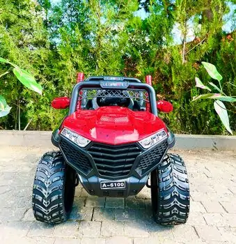 Big Electric Car Painted Red - ელექტრო მანქანა კაუჩუკის საბურავებით, 2 image