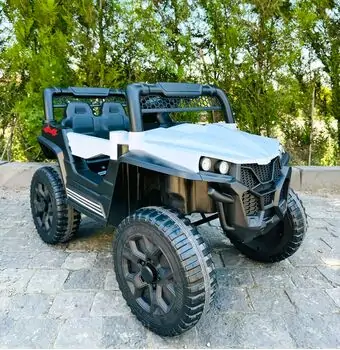 Mini Mitsubishi Jeep White - ელექტრო მანქანა კაუჩუკის საბურავებით, 2 image
