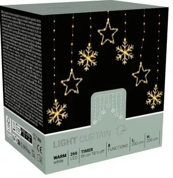Curtain with Snowflakes Warm Led Lights 266 Led - საახალწლო განათებები, 2 image