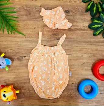 Bodysuit Field Flowers Peach ჩვილის ბოდე