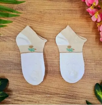 Baby Socks Flower Brown And White საბავშვო წინდები