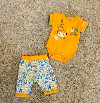 Fun in the Forest, Orange, 2in1 ახალშობილის ტანსაცმლის ნაკრები MİNİWORLD 16525, ზომა: 6-9 თვე