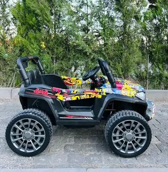 Electric Car Painting Yellow - ელექტრო მანქანა კაუჩუკის საბურავებით, 4 image
