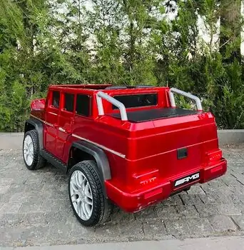 Mercedes Benz Painted Red - ელექტრო მანქანა კაუჩუკის საბურავებით და ტყავის სავარძლით, 6 image