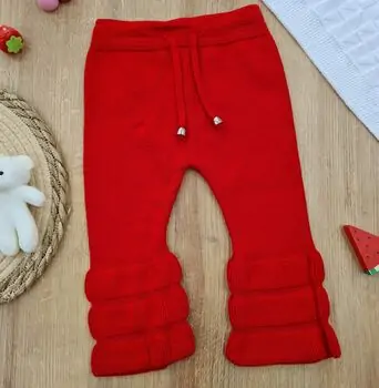 Lovely Knitted Trousers Red - საბავშვო ნაქსოვი შარვალი