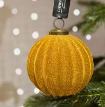Gold Full Velvet Christmas Ball Hanging Decoration - ნაძვის ხის სათამაშო