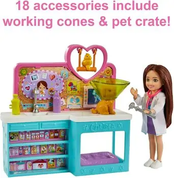 Barbie Chelsea Doll HGT12 Pet Vet Playset  - სათამაშო ბარბი, 3 image