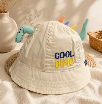 Cool Dino Bucket Hat Beige - საბავშვო პანამა