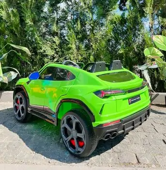Lamborghini Electric Car Green - ელექტრო მანქანა კაუჩკის საბურავებით და ტყავის სავარძლით, 6 image