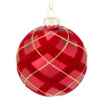 Red Ball With Velvet Hanging Decoration - ნაძვის ხის სათამაშო